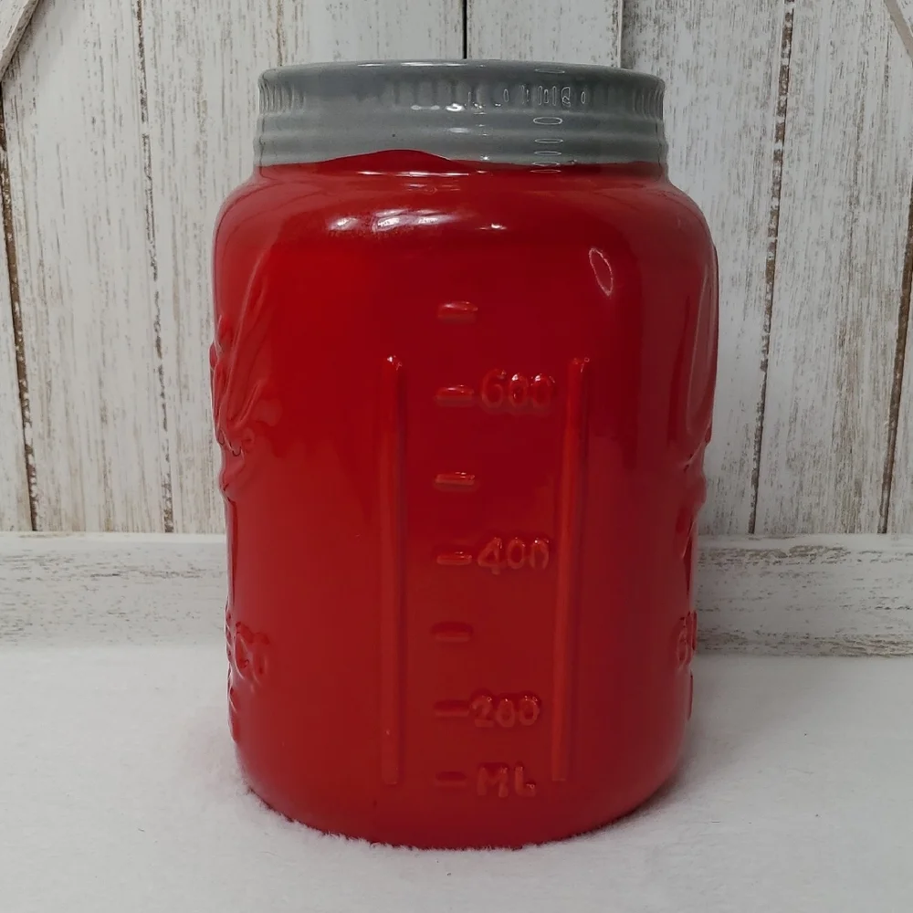 Red Ceramic Mason Jar Utensil Holder for Kitchen Counter Organizer